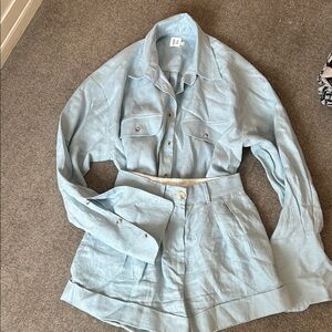 Helsa Linen Short and Shirt Set * as set!!